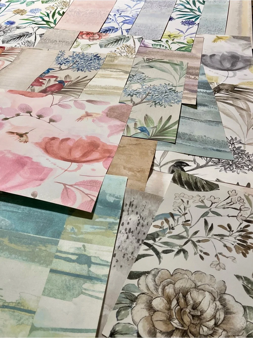 28 Assorted Designer Painted Floral & Botanical Crafts Wallpaper Sample Sheets